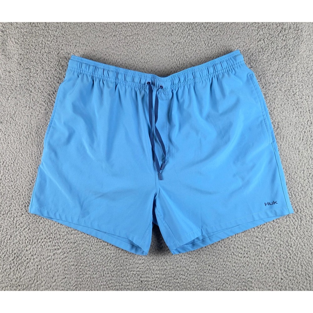 HUK Pursuit Volley Swim Trunks Mens 2XL Blue Stretch Performance Mesh Lined